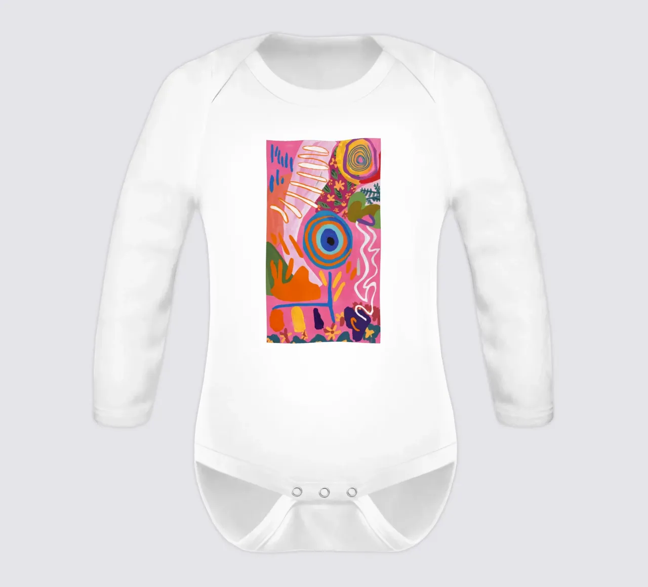 Cosmic Eye Bloom long-sleeve baby romper by Zep Layers