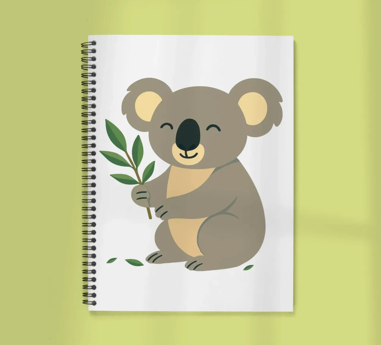 Smiling koala with eucalyptus - nature-loving motif spiral notebook by namosh