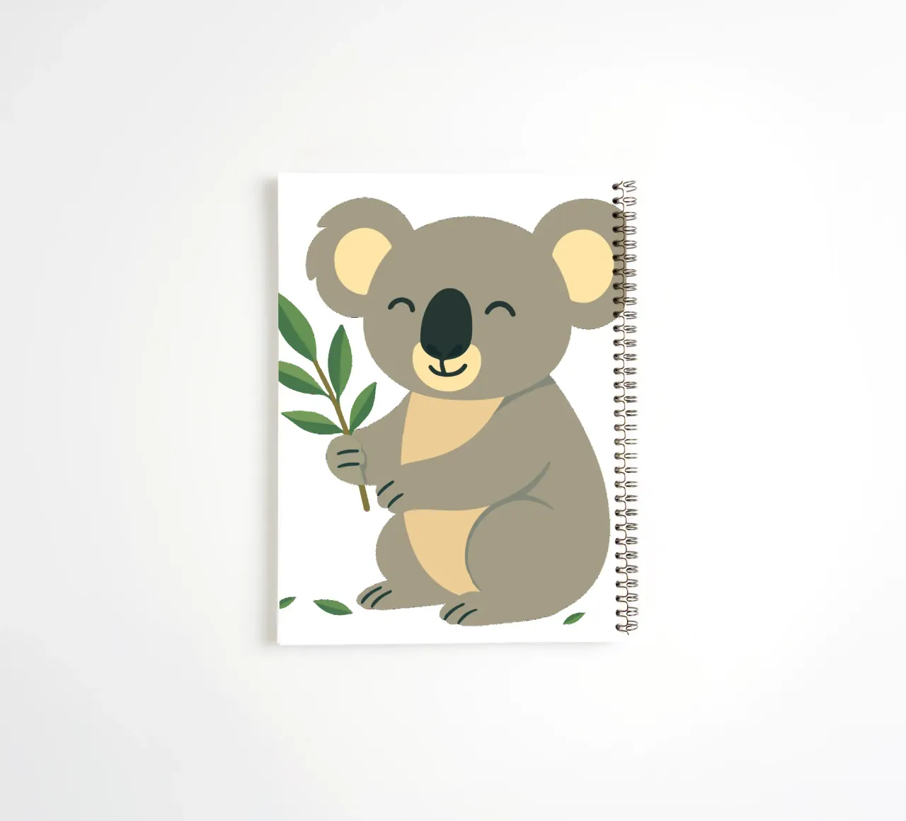Smiling koala with eucalyptus - nature-loving motif spiral notebook by namosh