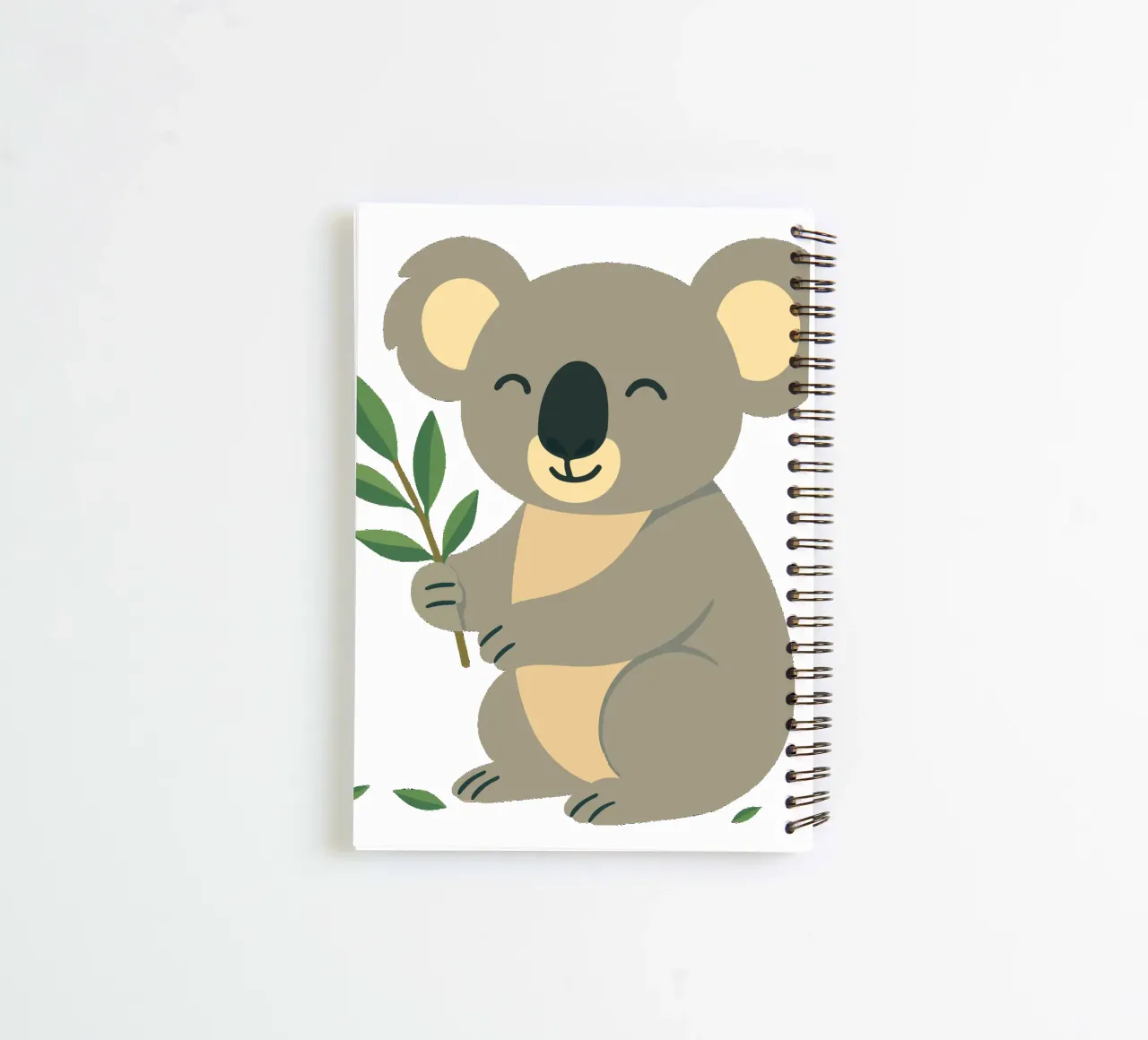 Smiling koala with eucalyptus - nature-loving motif spiral notebook by namosh