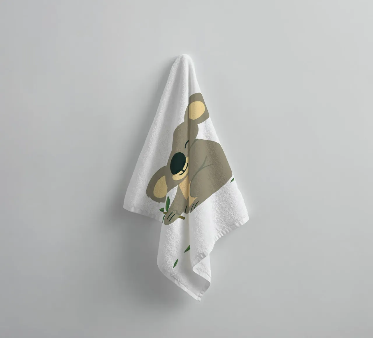 Smiling koala with eucalyptus - nature-loving motif towel by namosh