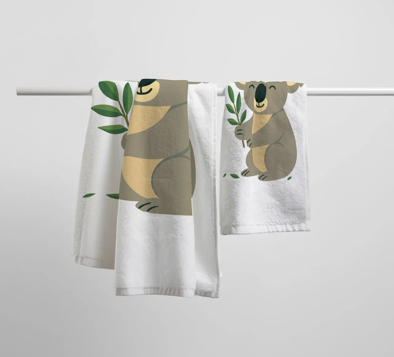 Smiling koala with eucalyptus - nature-loving motif towel by namosh
