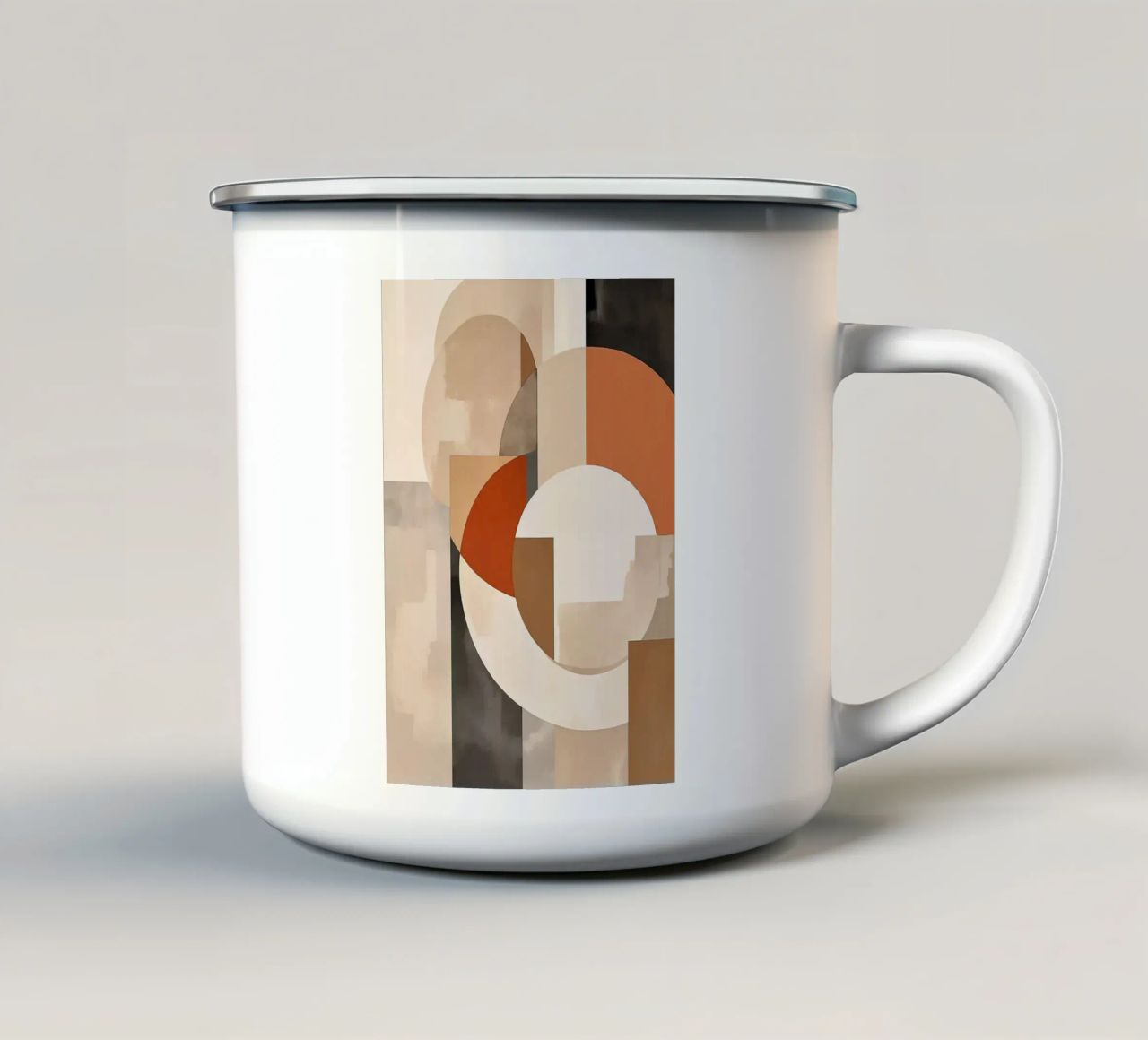 circles rectangles geometric shapes overlapping forms abstra enamel mug by Jhon W Caquimbo