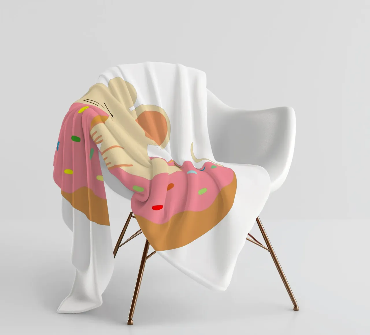 Douce souris dans un beignet - Illustration animalière ludique plaid polaire de namosh