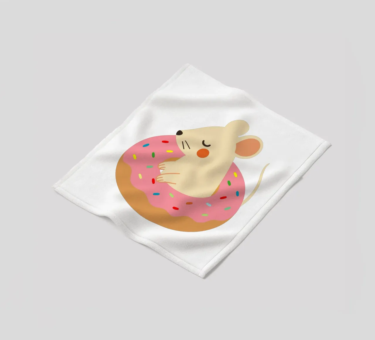 Douce souris dans un beignet - Illustration animalière ludique plaid polaire de namosh