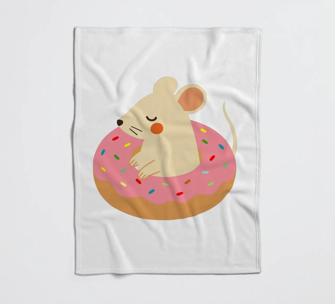 Douce souris dans un beignet - Illustration animalière ludique plaid polaire de namosh