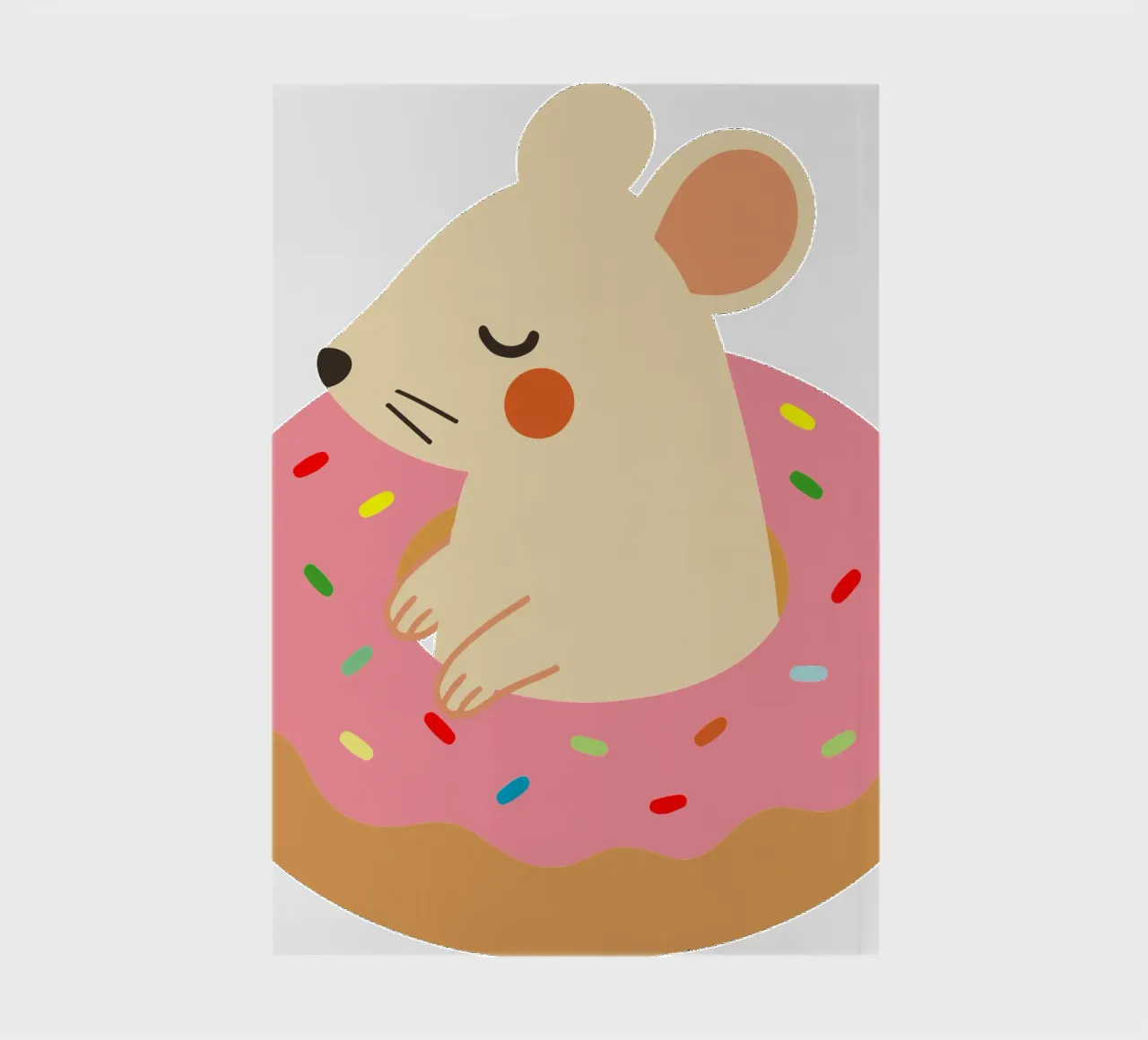 Douce souris dans un beignet - Illustration animalière ludique carnet de notes de namosh