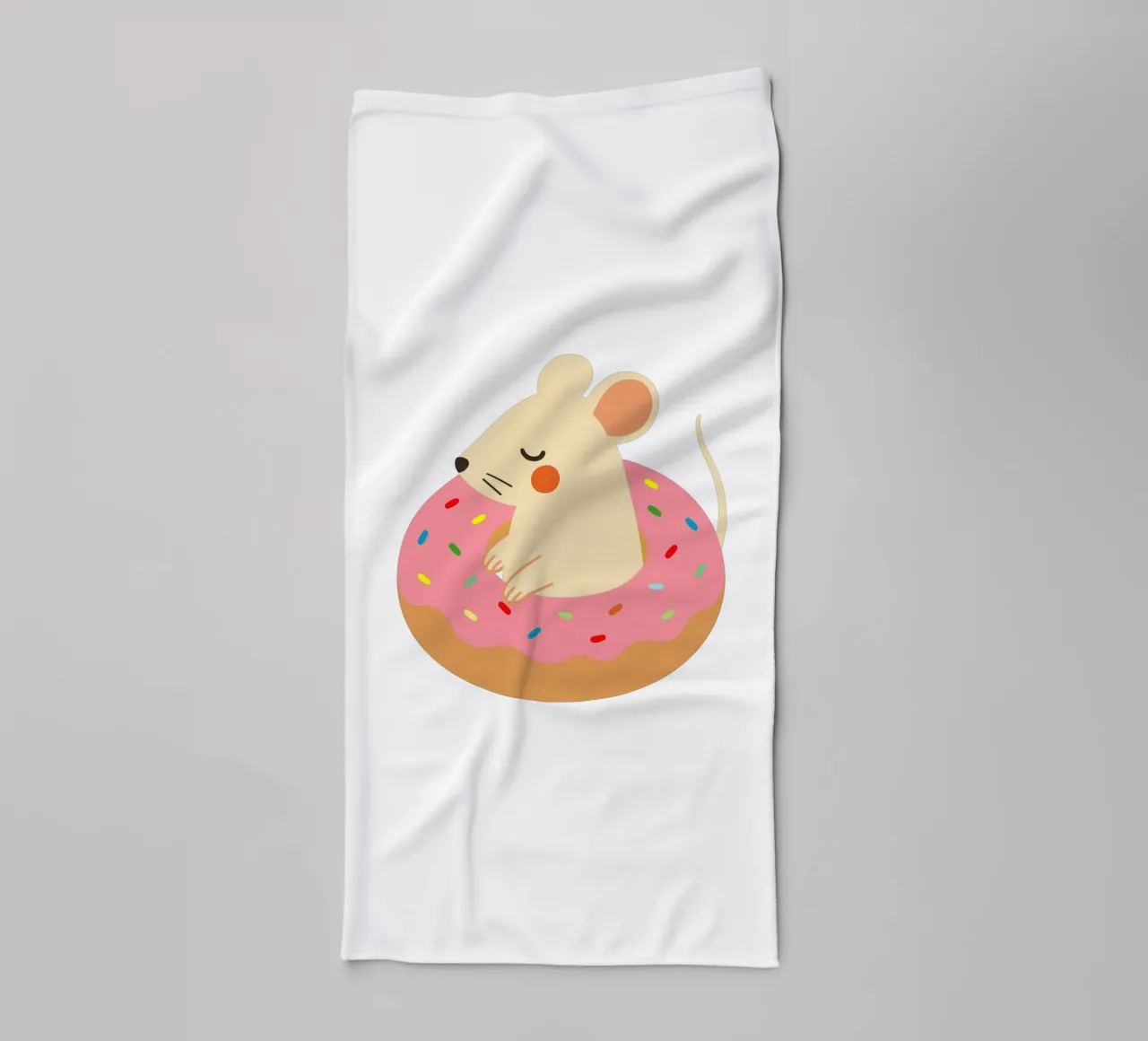 Douce souris dans un beignet - Illustration animalière ludique serviette de bain de namosh