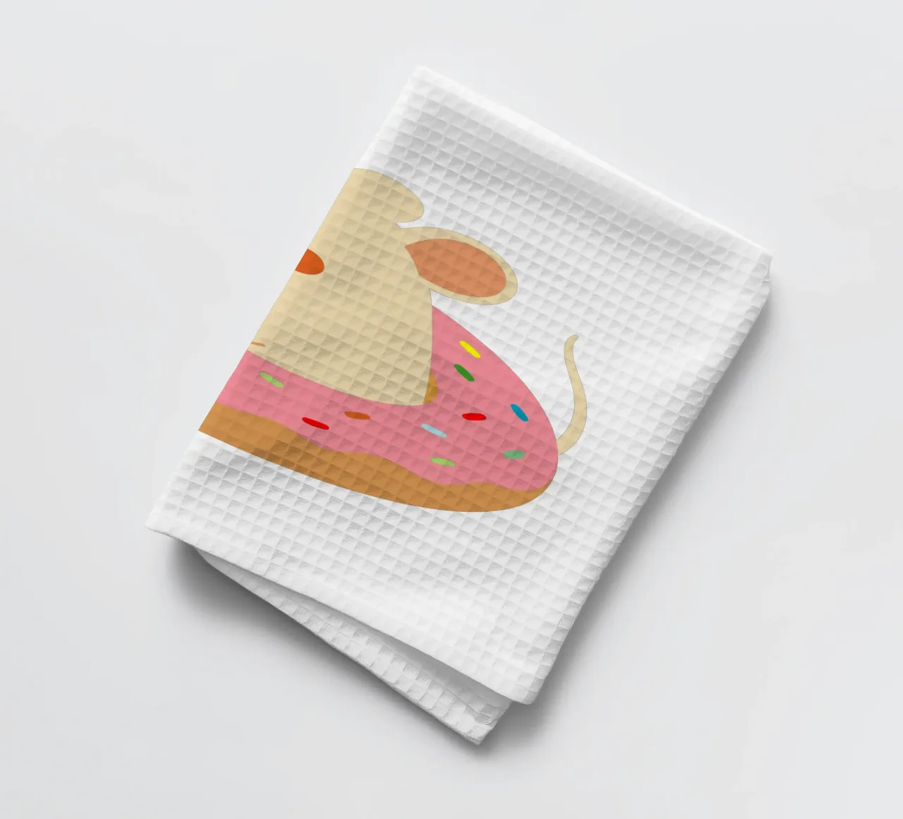 Douce souris dans un beignet - Illustration animalière ludique torchon de namosh