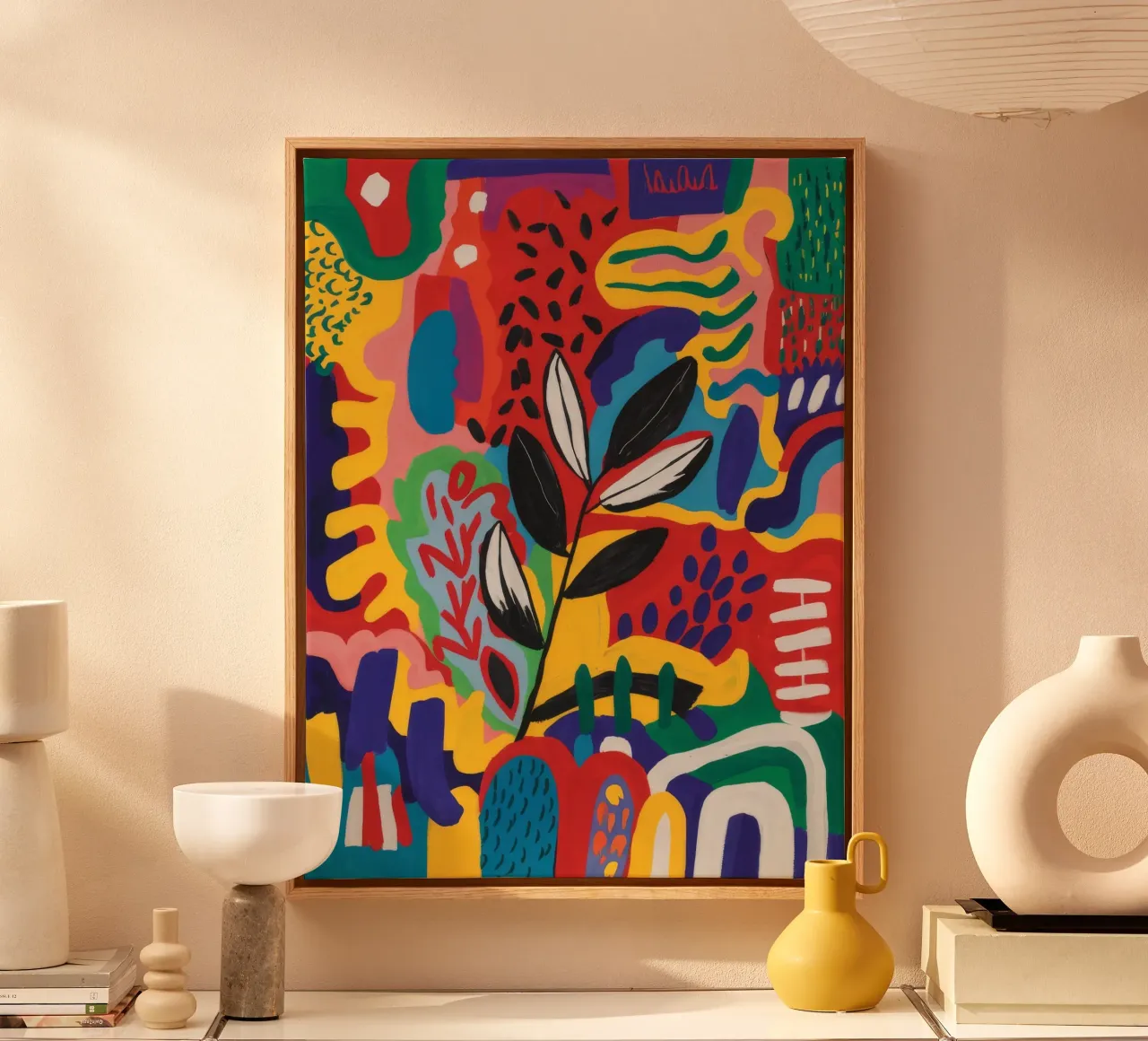 Jungle rapsodie abstract canvas met Baklijst van Zep Layers