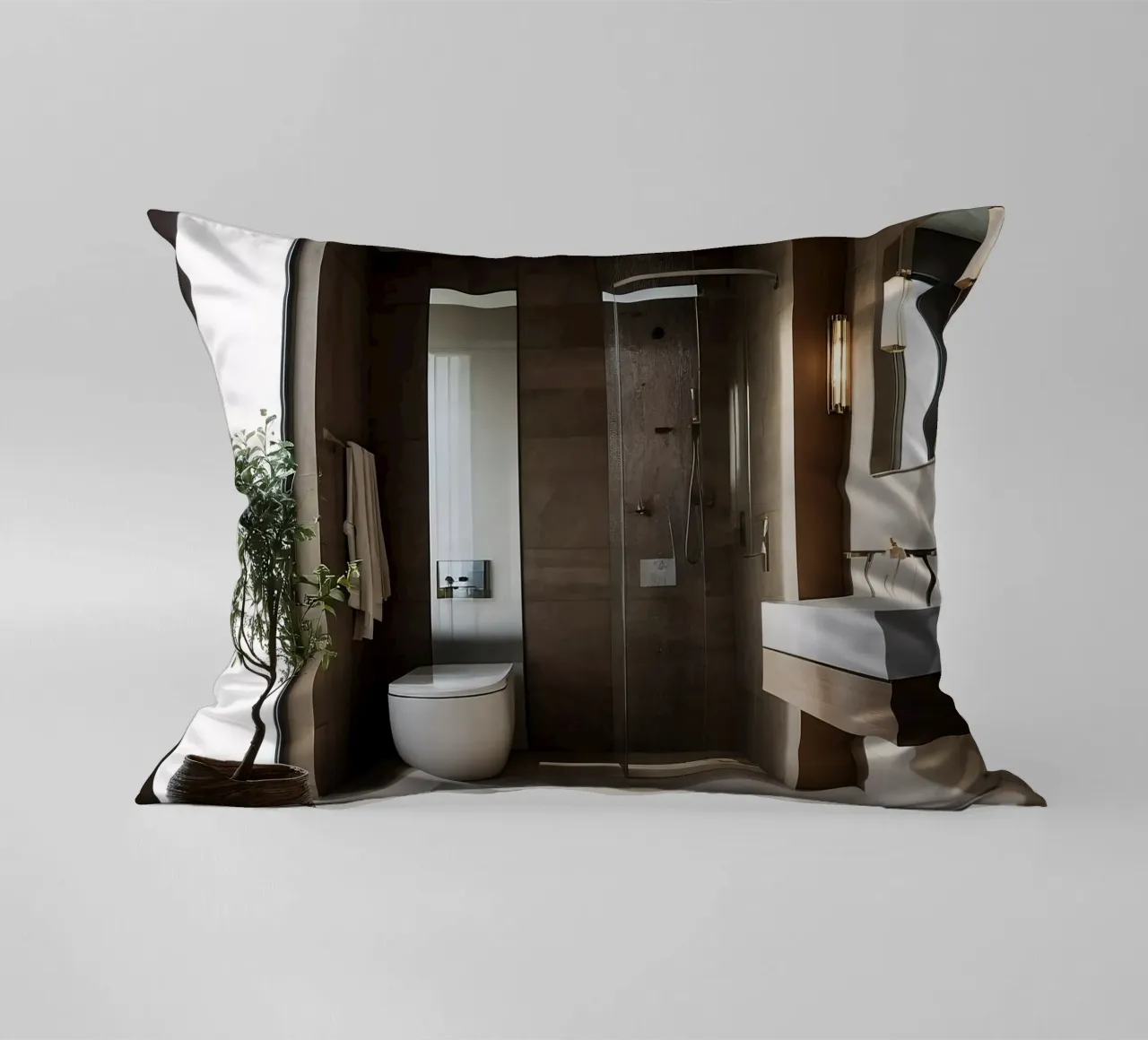 Design degli interni di un bagno moderno con luce naturale cuscino da DesignDoodle