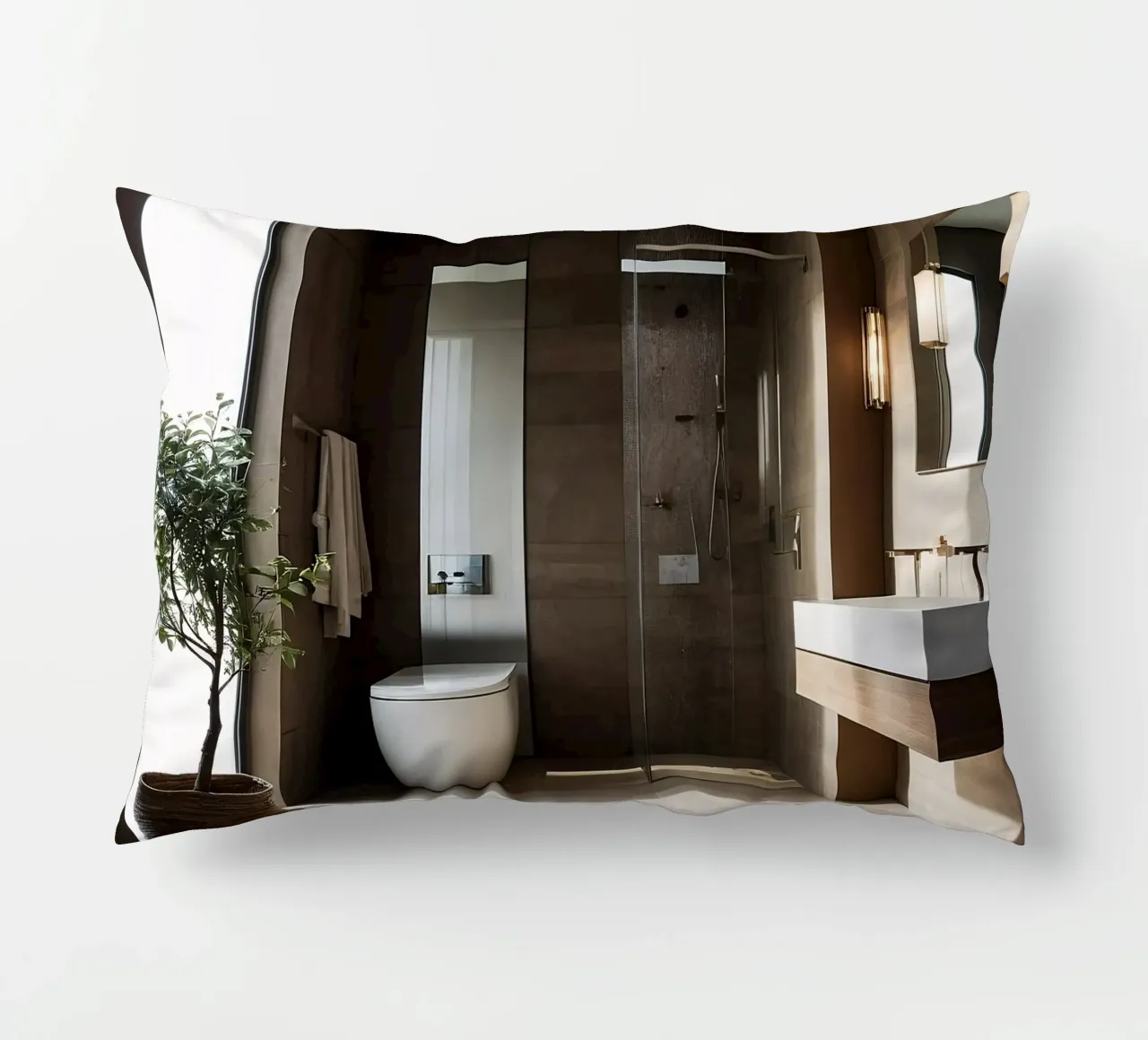 Design degli interni di un bagno moderno con luce naturale cuscino da DesignDoodle