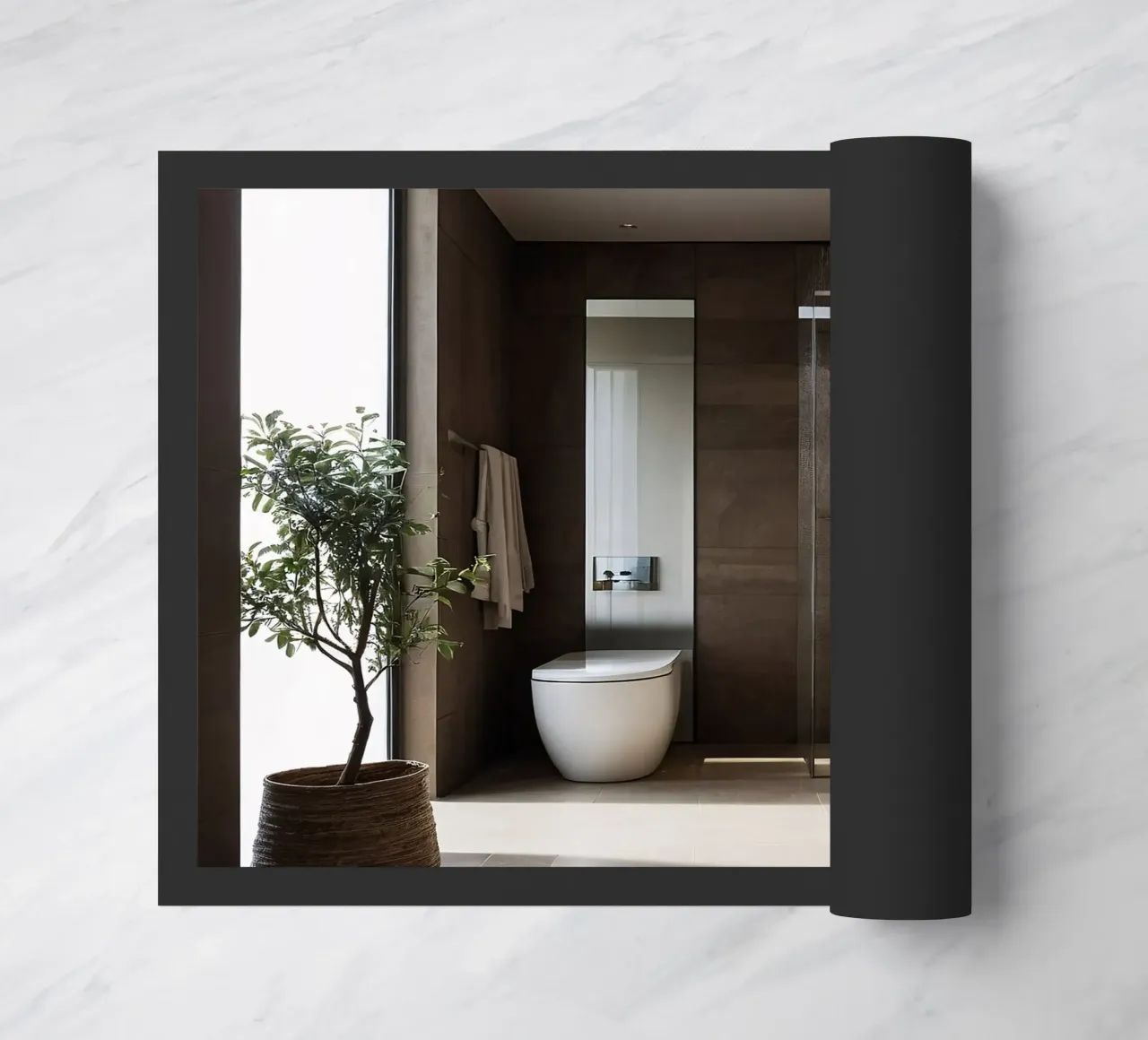 Design degli interni di un bagno moderno con luce naturale zerbino da DesignDoodle
