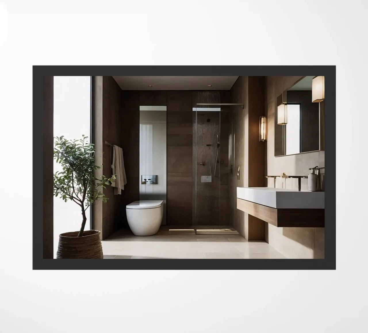 Design degli interni di un bagno moderno con luce naturale zerbino da DesignDoodle
