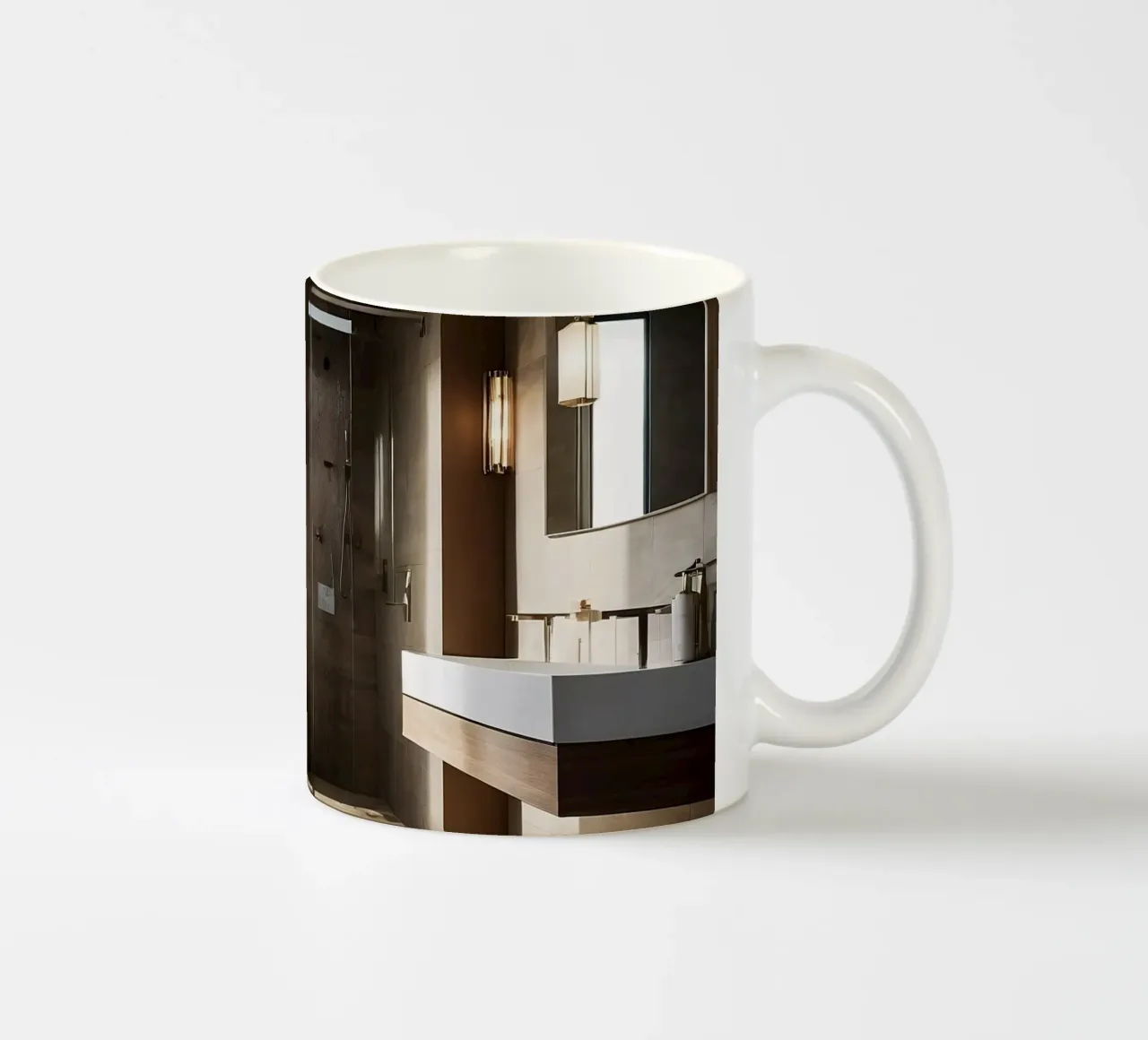 Design degli interni di un bagno moderno con luce naturale tazza in ceramica da DesignDoodle