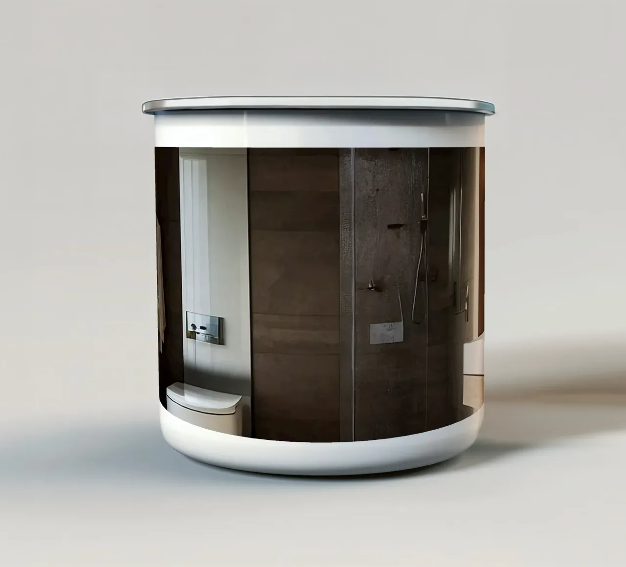 Design degli interni di un bagno moderno con luce naturale tazza in smalto da DesignDoodle