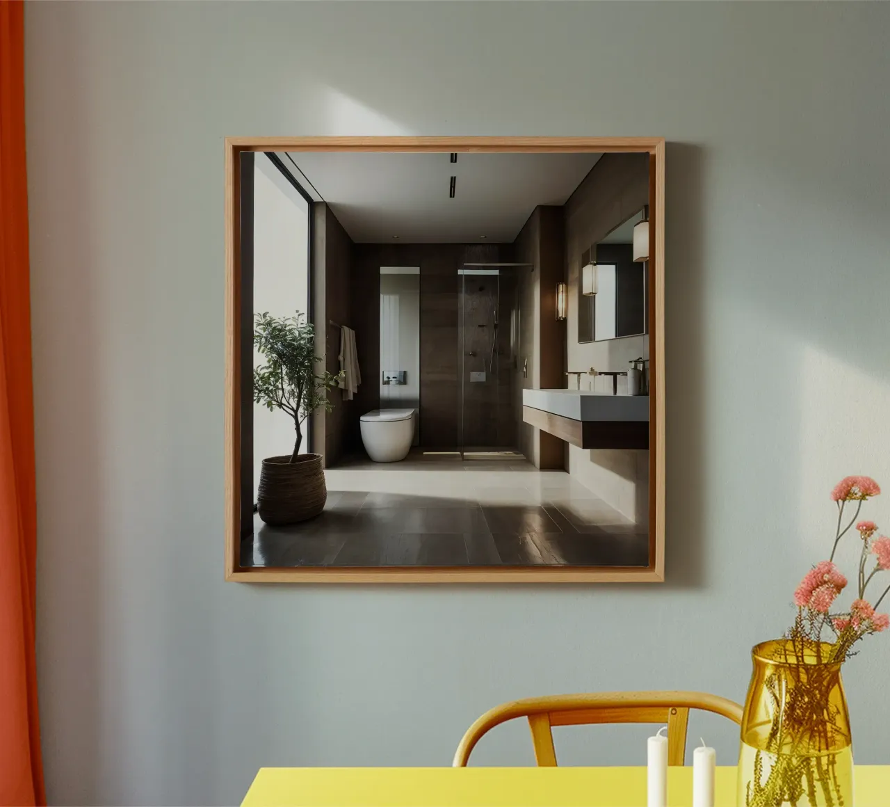 Design degli interni di un bagno moderno con luce naturale tela con Cornice a cassetta da DesignDoodle