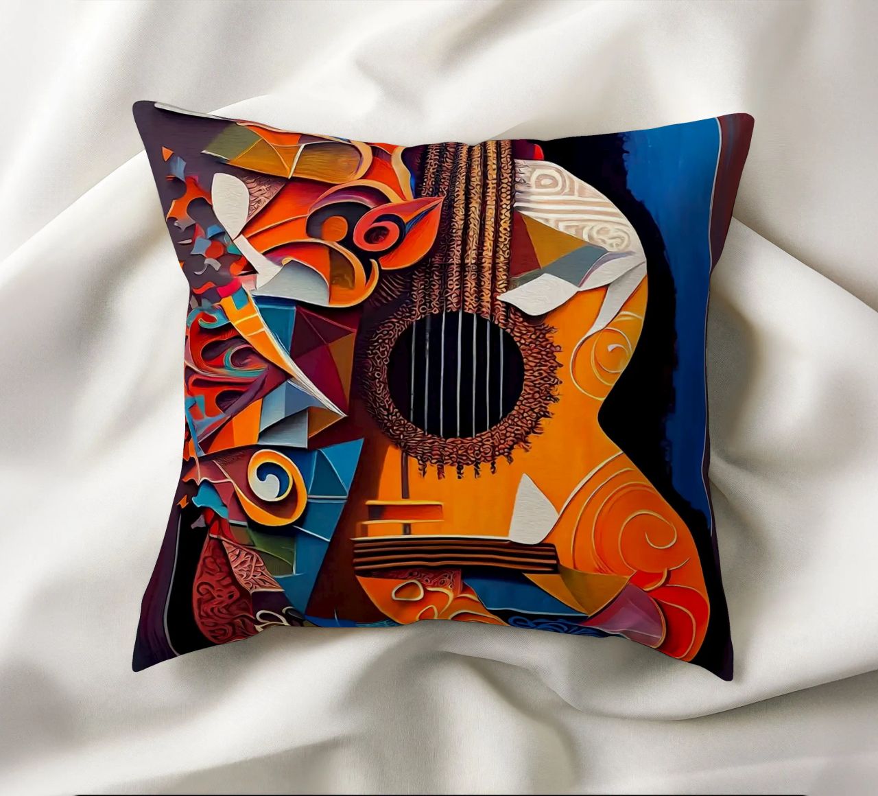 guitar musical instrument strings patterns abstract shapes c decorative cushion by Leslie Anne Kriz