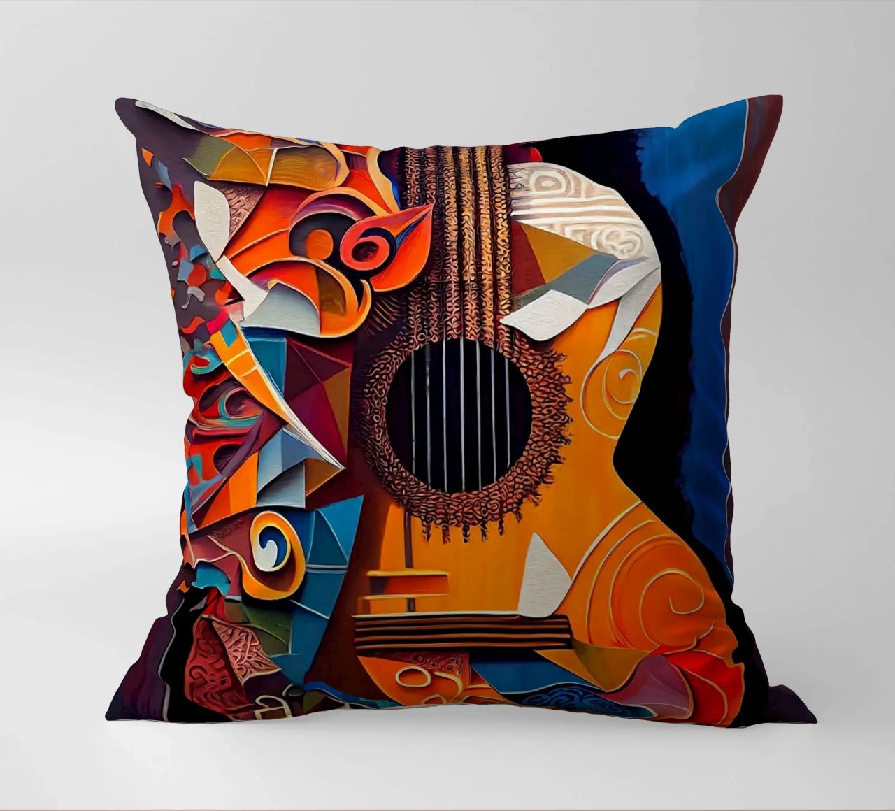 guitar musical instrument strings patterns abstract shapes c decorative cushion by Leslie Anne Kriz