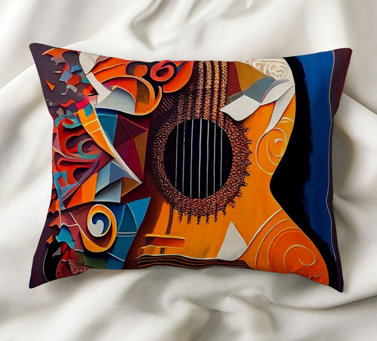 guitar musical instrument strings patterns abstract shapes c decorative cushion by Leslie Anne Kriz