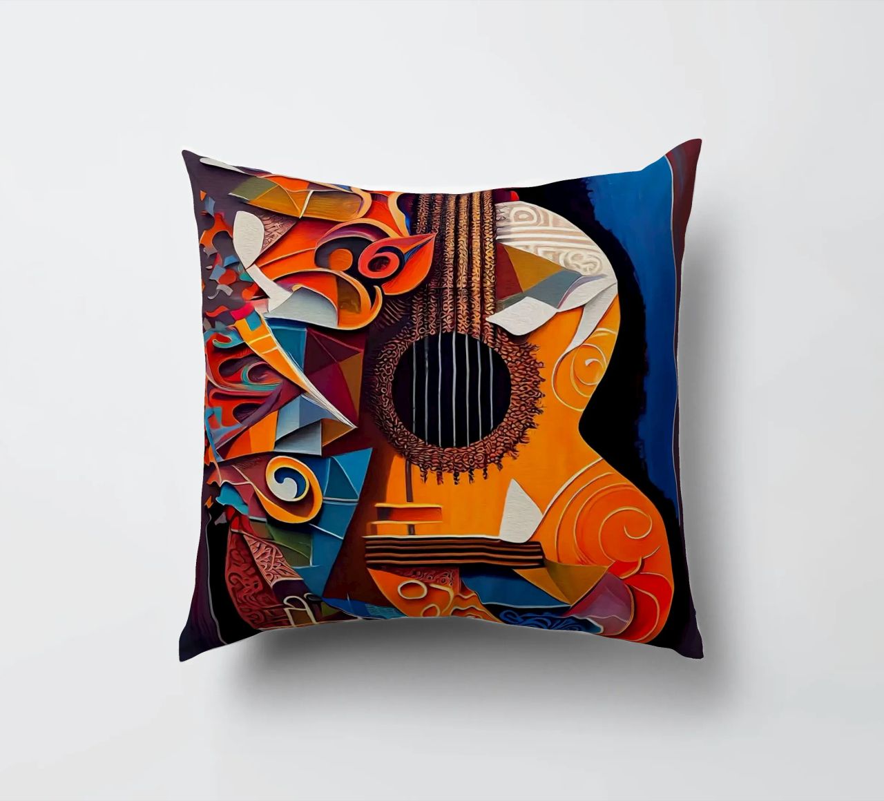 guitar musical instrument strings patterns abstract shapes c decorative cushion by Leslie Anne Kriz