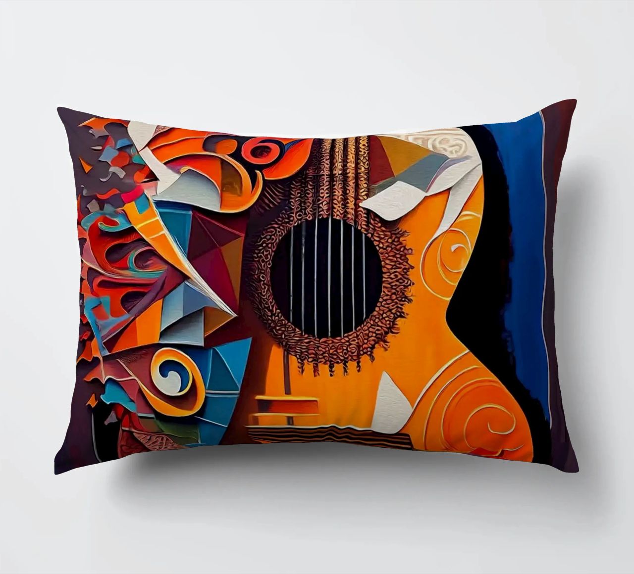 guitar musical instrument strings patterns abstract shapes c decorative cushion by Leslie Anne Kriz
