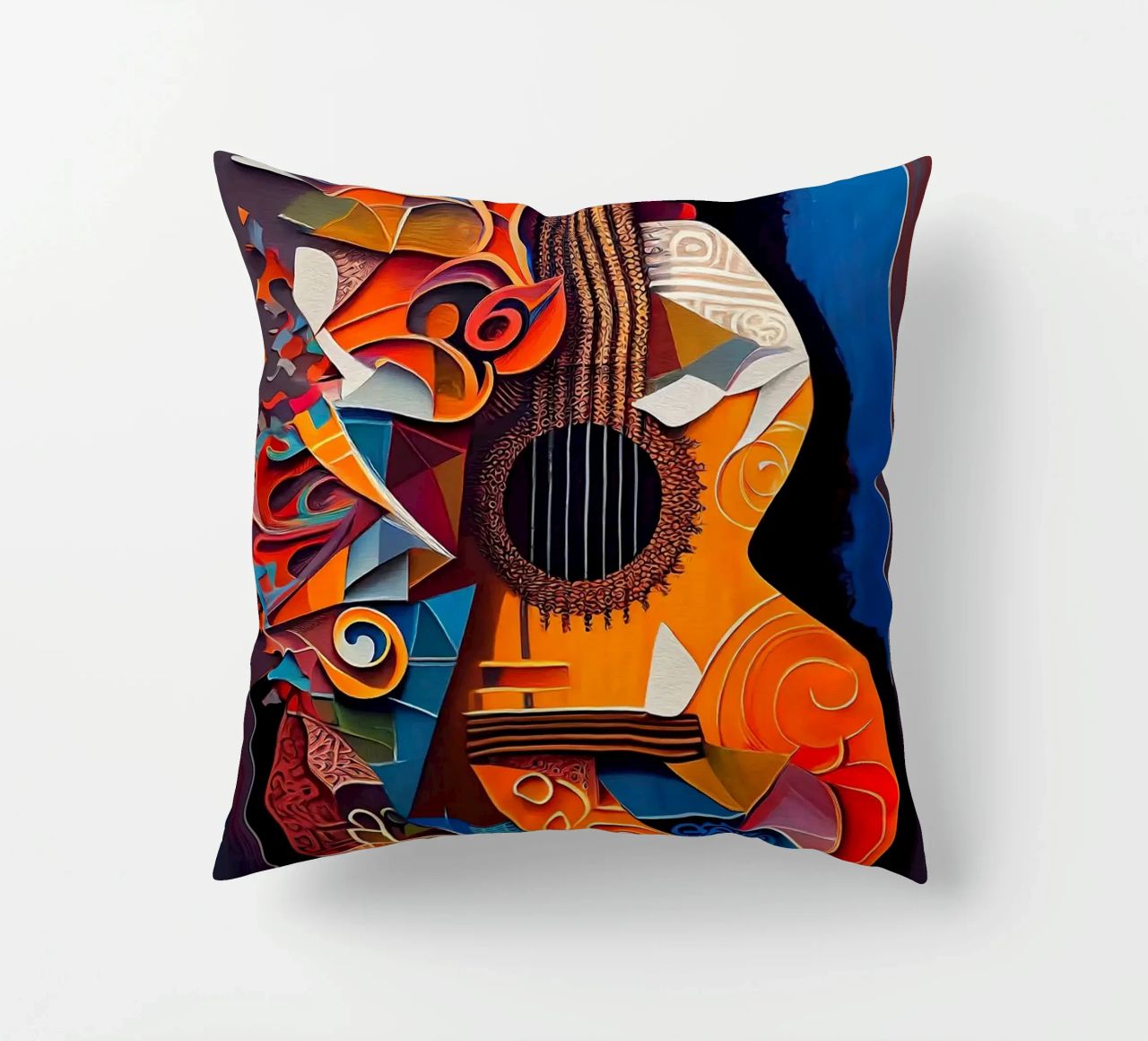 guitar musical instrument strings patterns abstract shapes c decorative cushion by Leslie Anne Kriz
