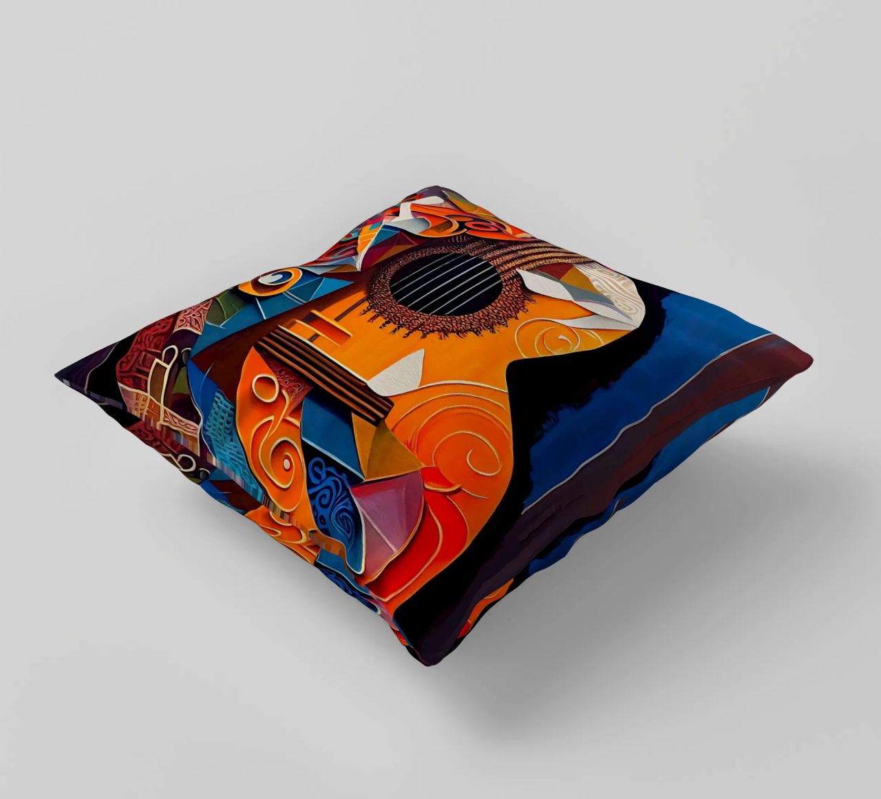 guitar musical instrument strings patterns abstract shapes c decorative cushion by Leslie Anne Kriz