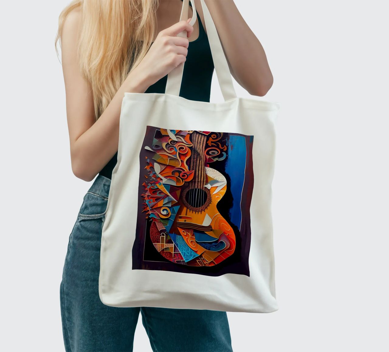 guitar musical instrument strings patterns abstract shapes c tote bag by Leslie Anne Kriz