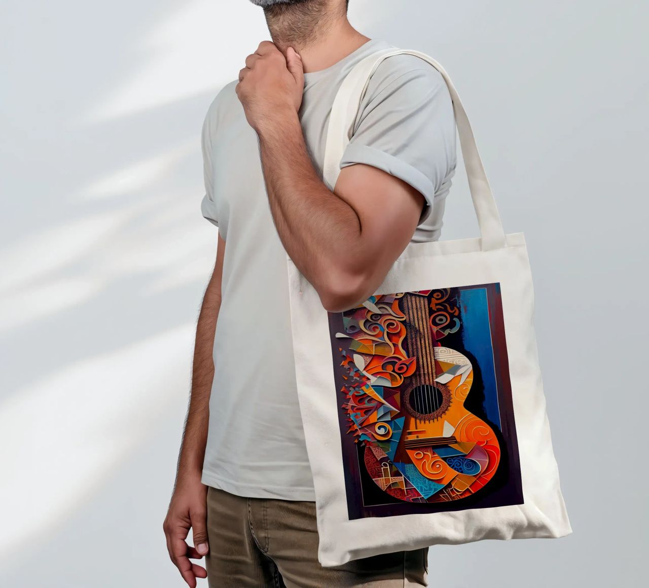 guitar musical instrument strings patterns abstract shapes c tote bag by Leslie Anne Kriz