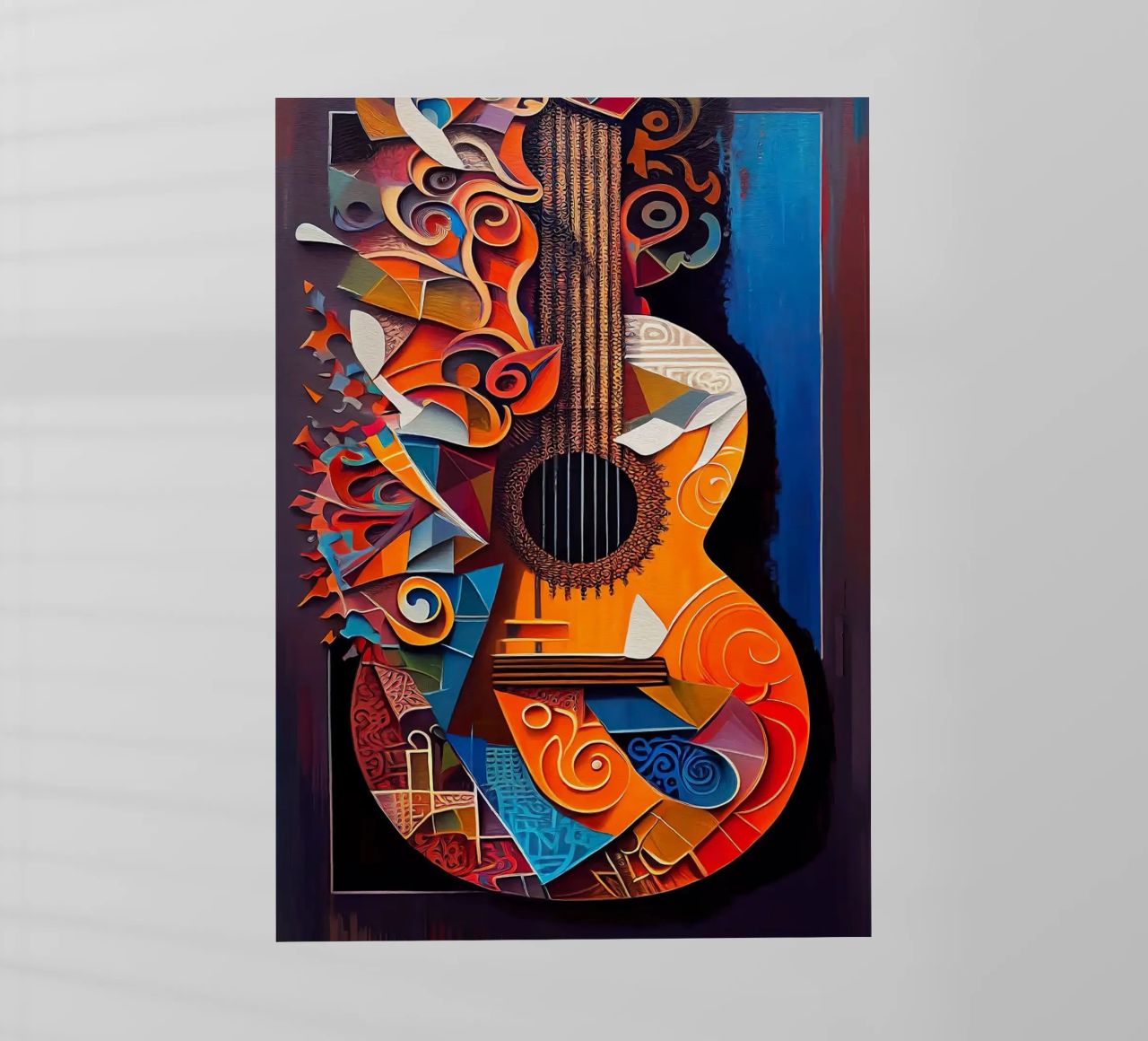 guitar musical instrument strings patterns abstract shapes c backlit film by Leslie Anne Kriz