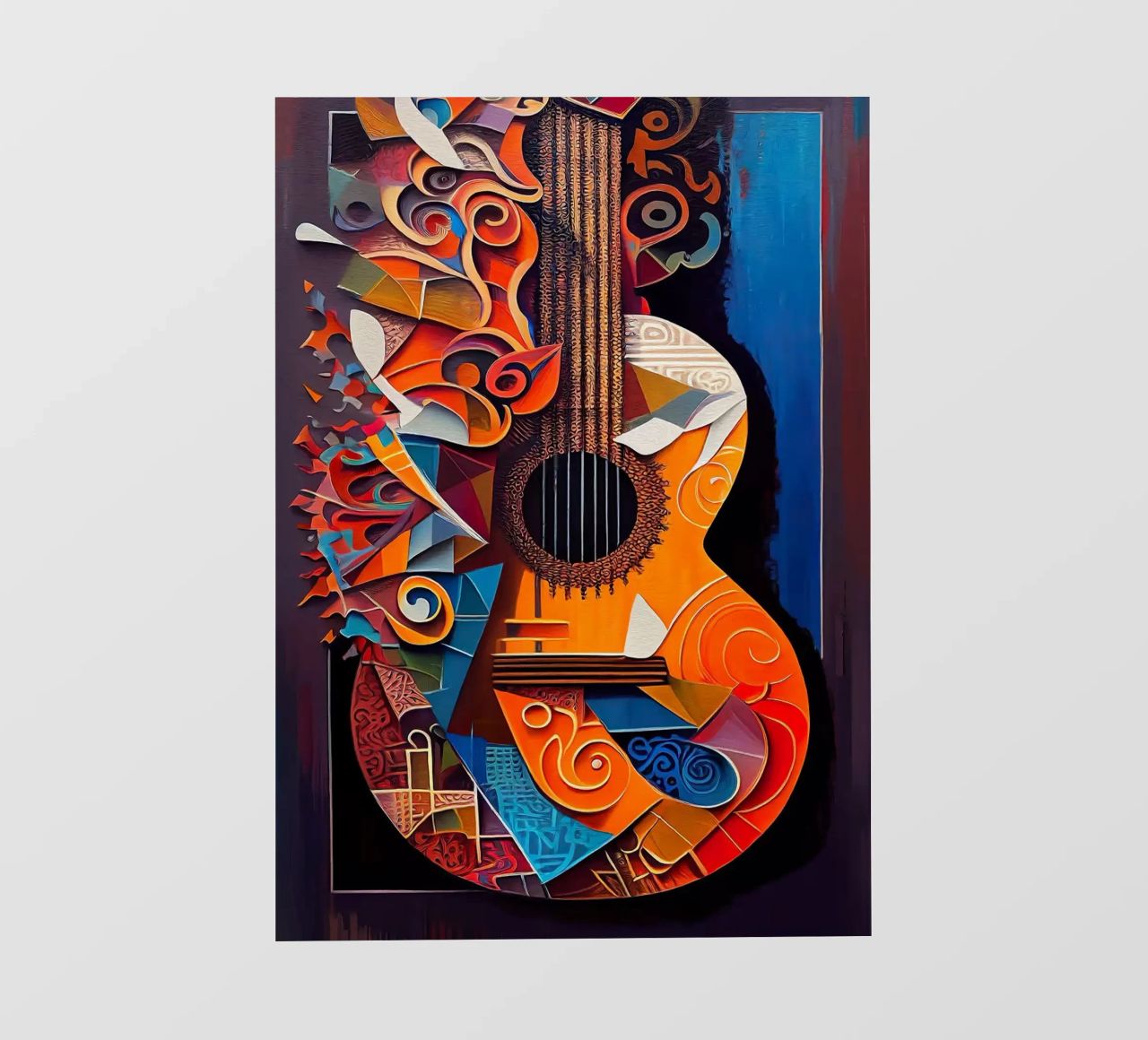 guitar musical instrument strings patterns abstract shapes c backlit film by Leslie Anne Kriz