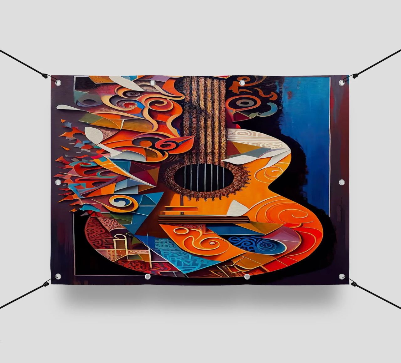 guitar musical instrument strings patterns abstract shapes c pvc cover by Leslie Anne Kriz