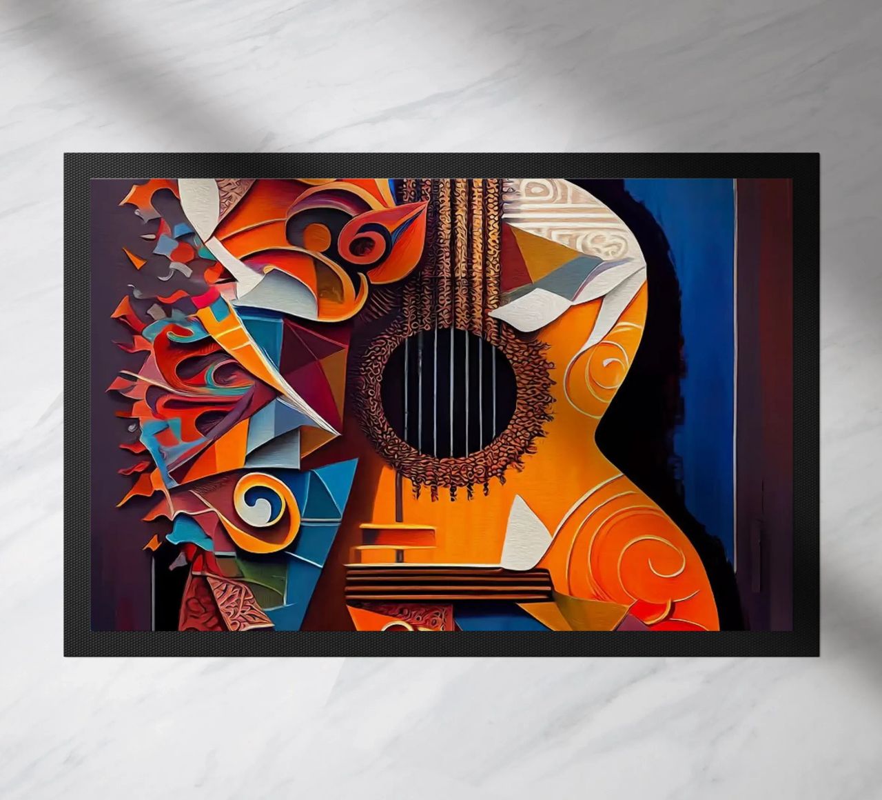 guitar musical instrument strings patterns abstract shapes c doormat by Leslie Anne Kriz