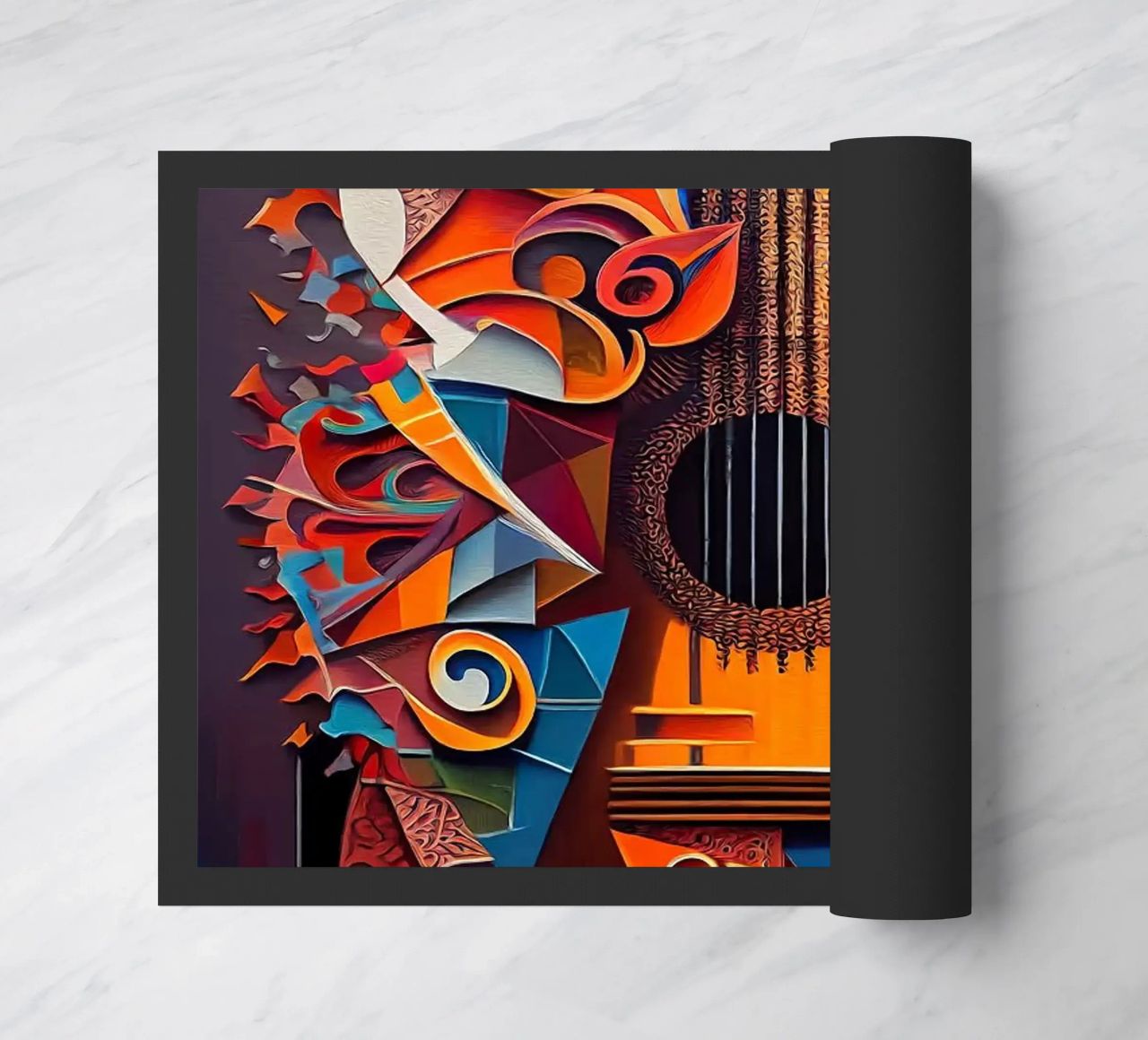 guitar musical instrument strings patterns abstract shapes c doormat by Leslie Anne Kriz