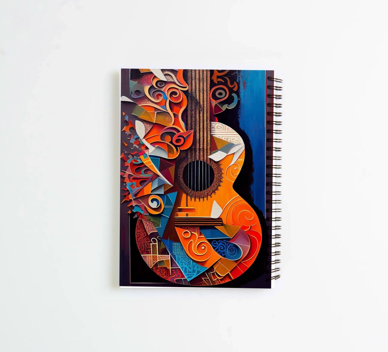 guitar musical instrument strings patterns abstract shapes c spiral notebook by Leslie Anne Kriz