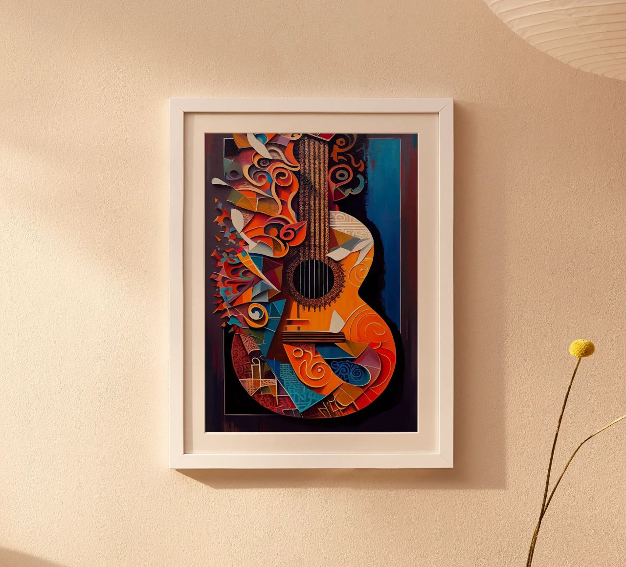 guitar musical instrument strings patterns abstract shapes c poster by Leslie Anne Kriz