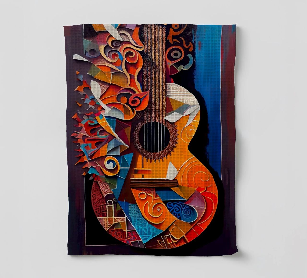 guitar musical instrument strings patterns abstract shapes c tea towel by Leslie Anne Kriz