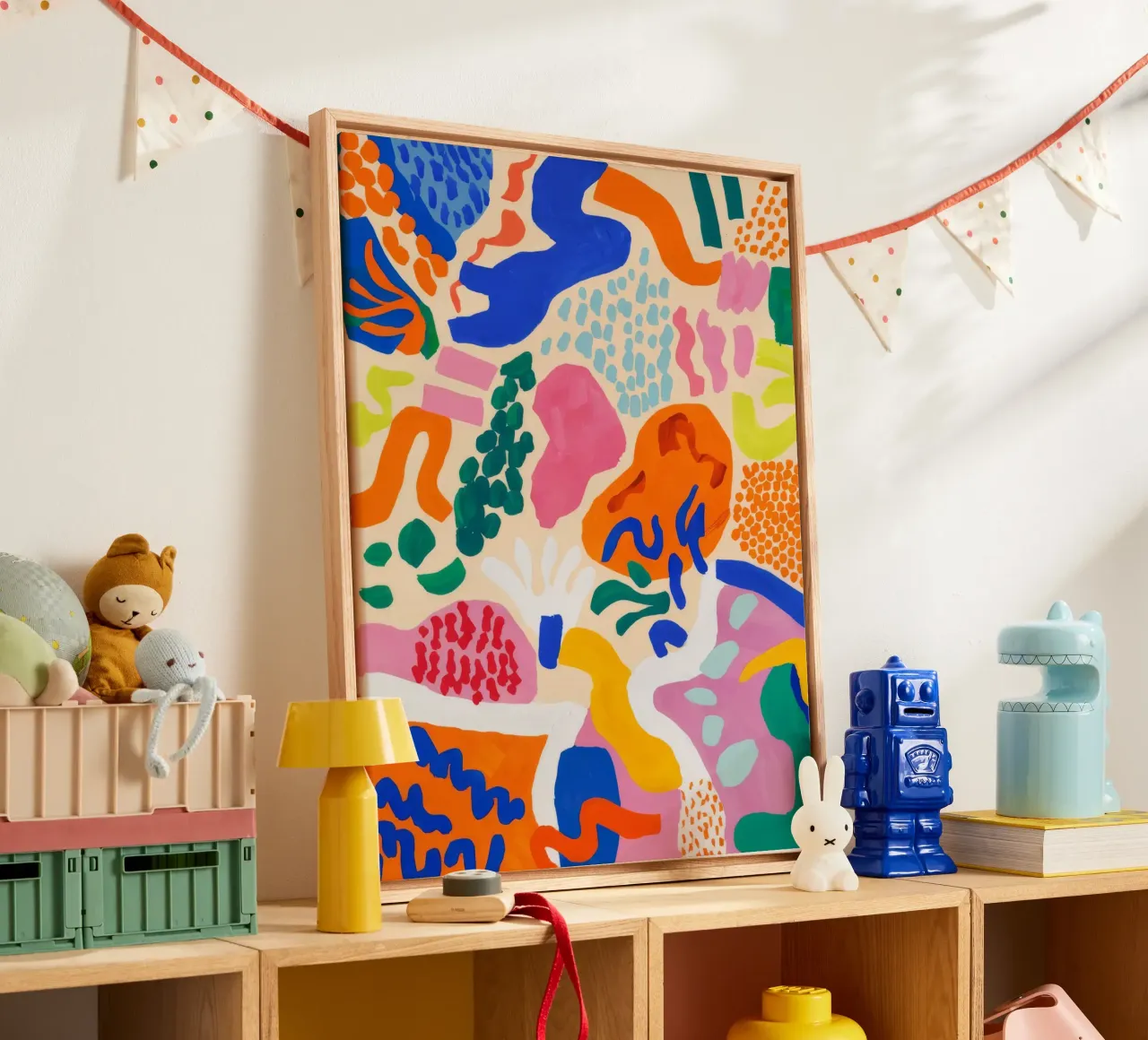 Speelse organische symfonie canvas met Baklijst van Zep Layers