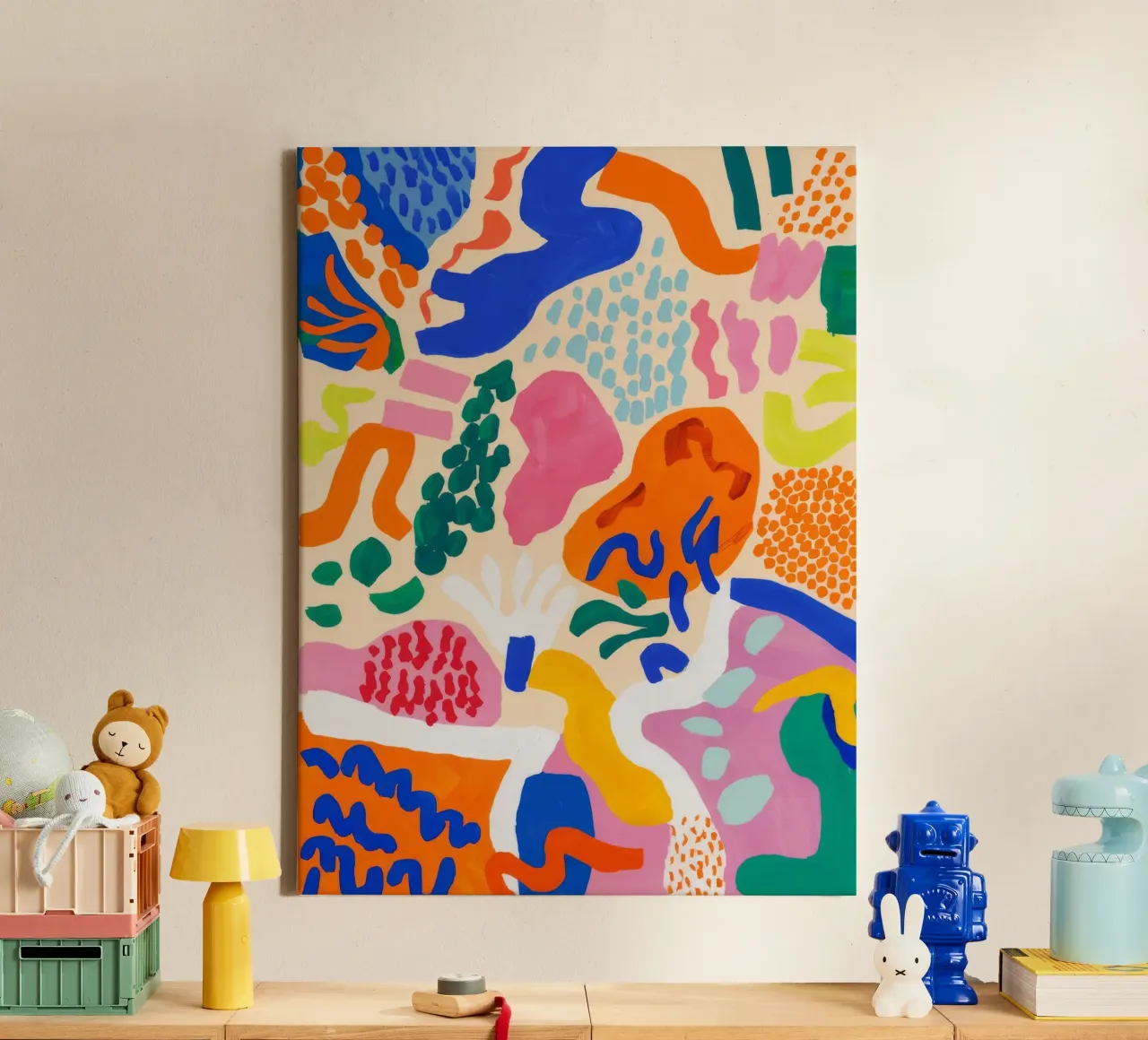 Verspielte Bio-Symphonie Leinwand mit Schattenfugenrahmen von Zep Layers