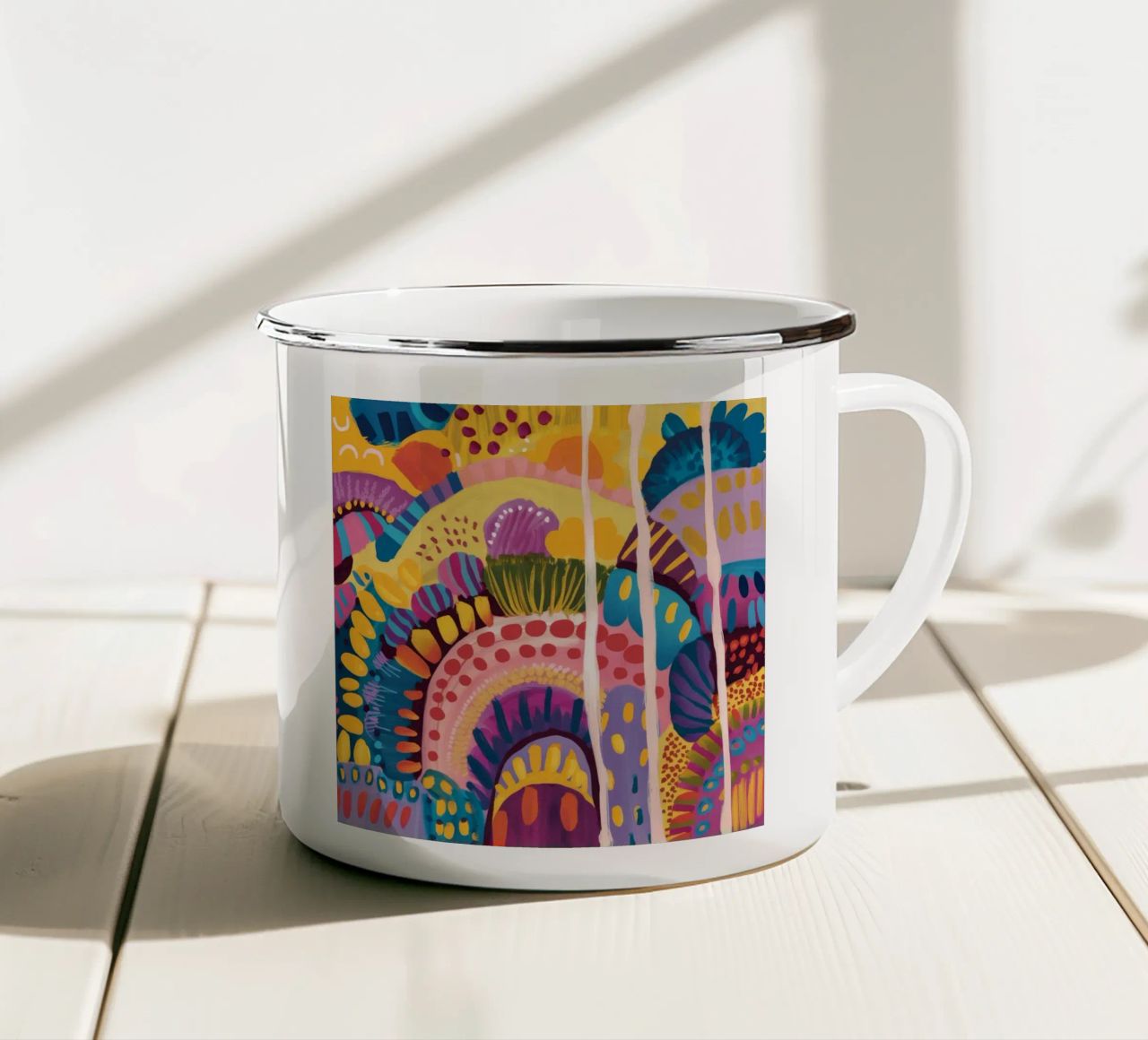 Colline arcobaleno astratte tazza in smalto da Zep Layers