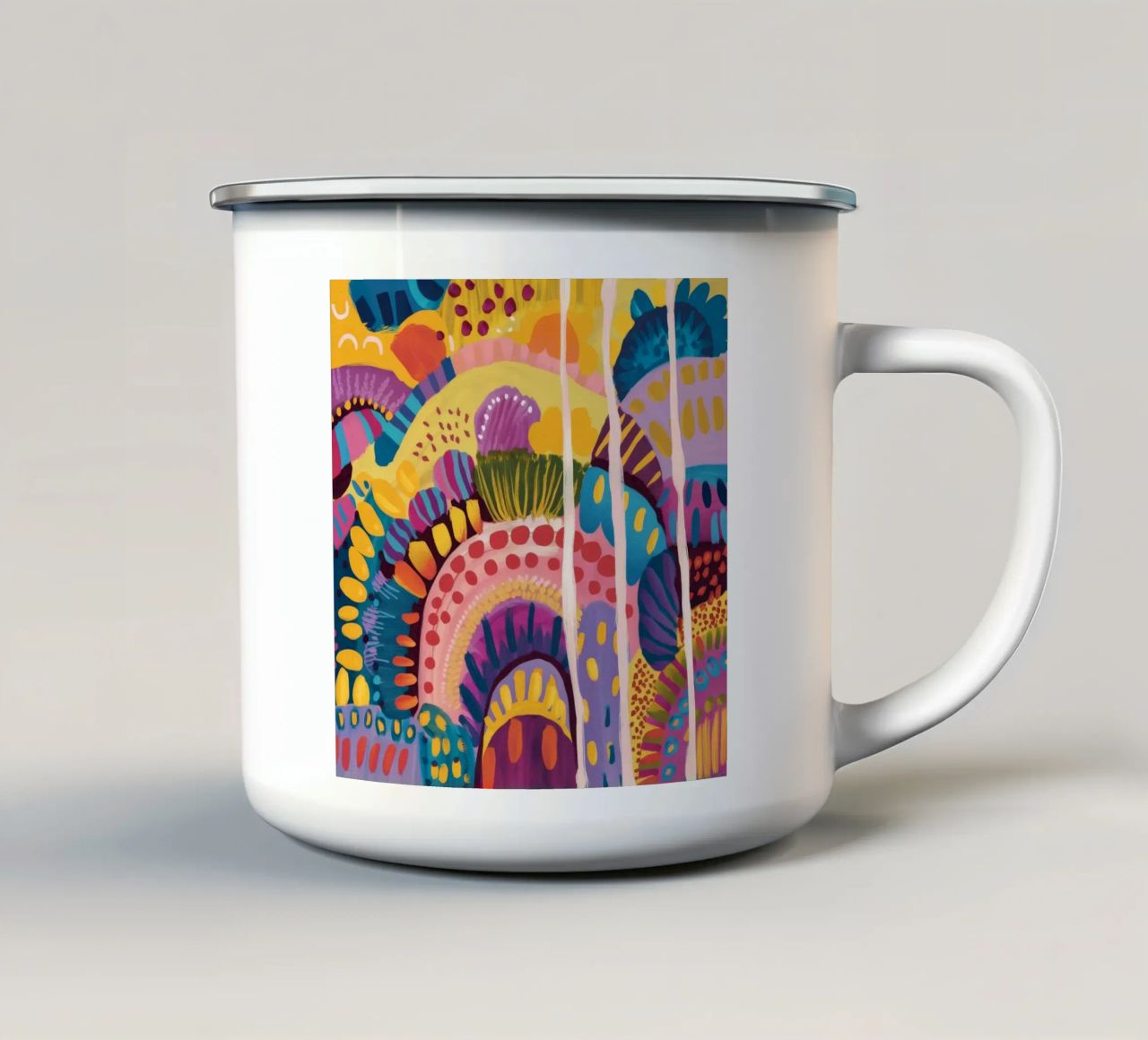 Colline arcobaleno astratte tazza in smalto da Zep Layers