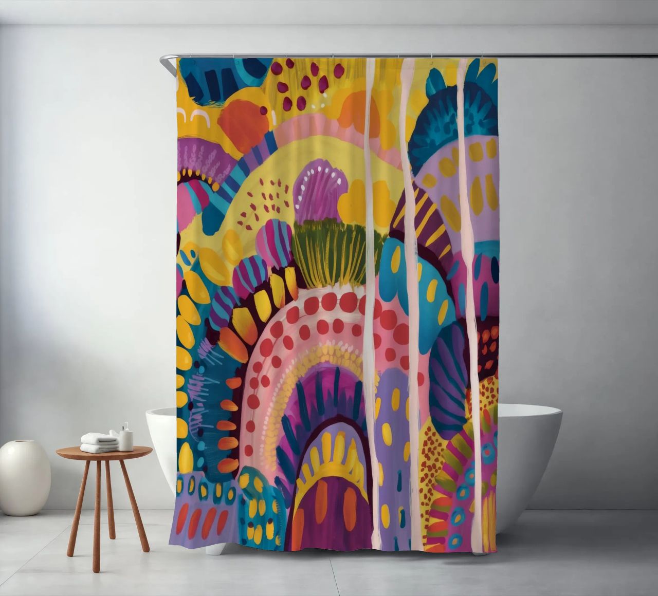 Abstract Rainbow Hills shower curtain by Zep Layers
