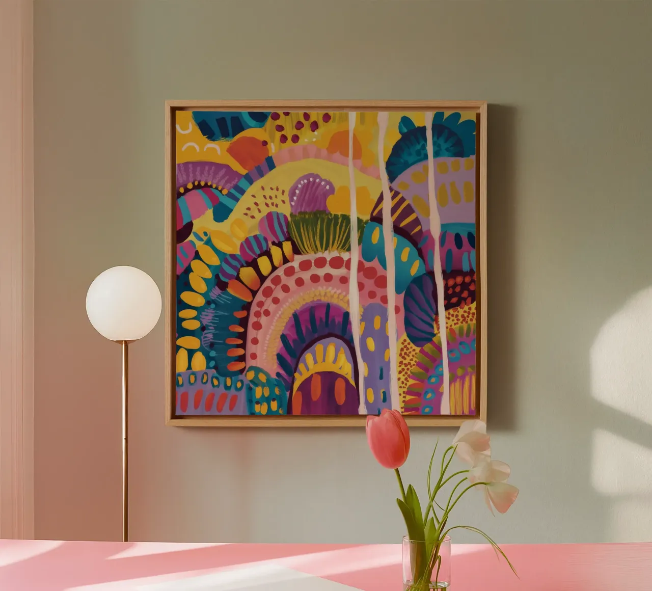 Abstracte regenboog heuvels canvas van Zep Layers