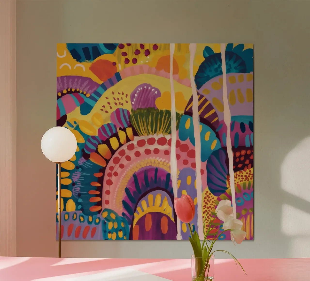 Colline arcobaleno astratte poster con telaio in legno da Zep Layers