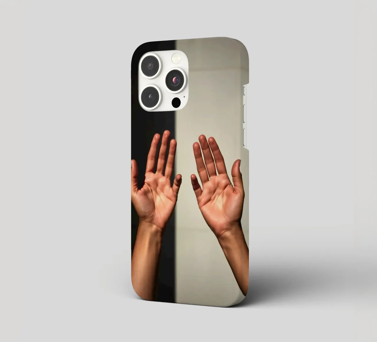 Hands reaching towards light in a minimalist setting iphone case by DesignDoodle