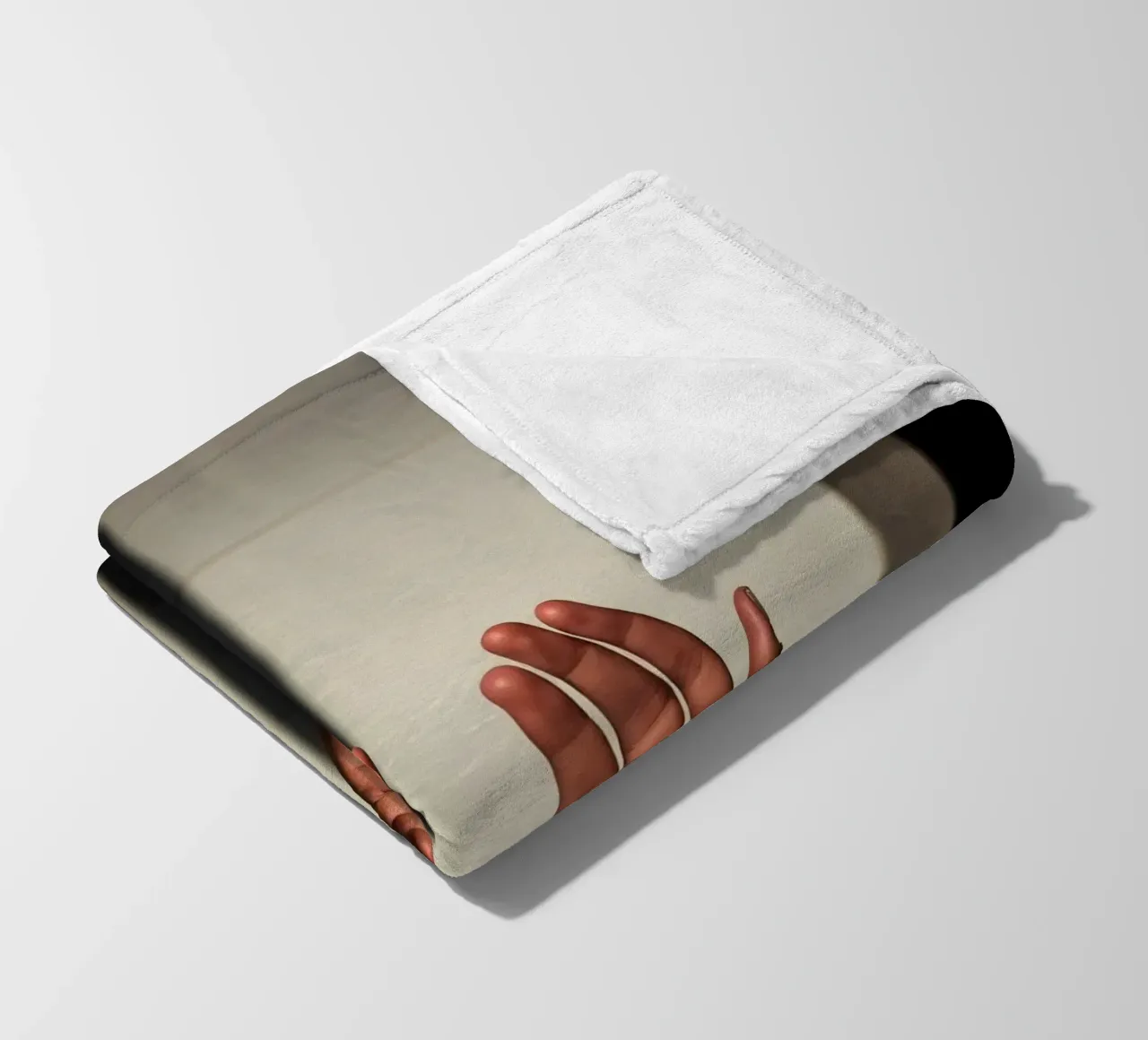 Hands reaching towards light in a minimalist setting fleece blanket by DesignDoodle