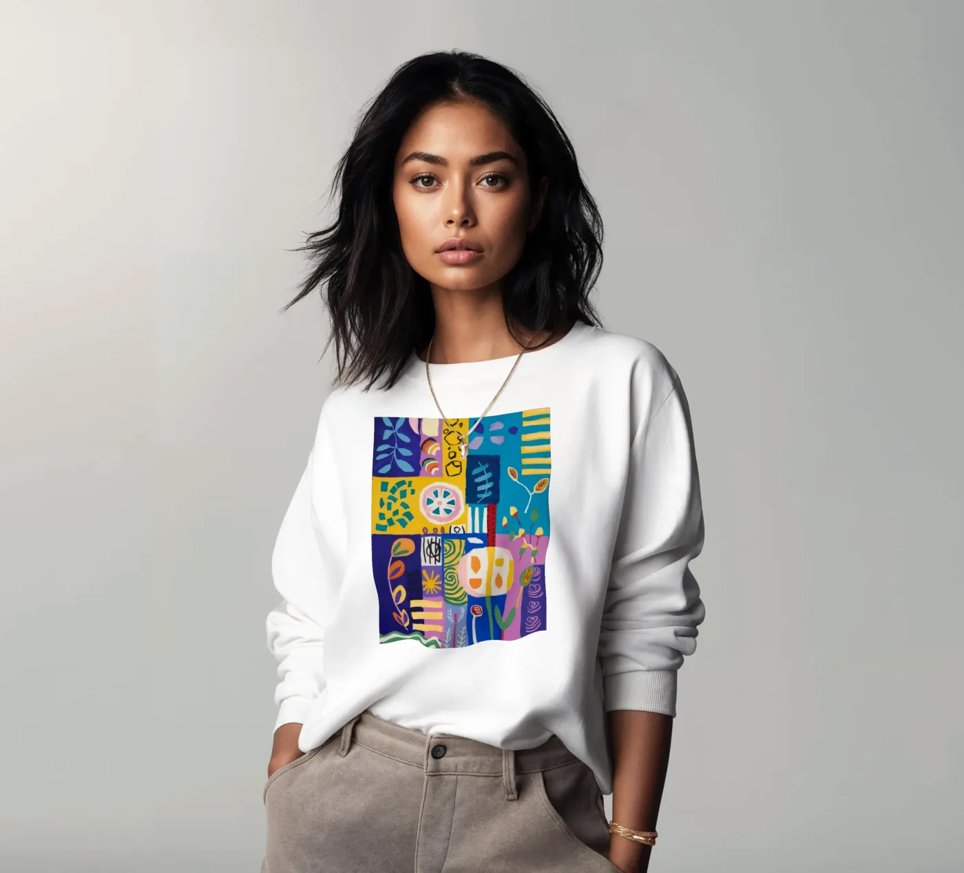 Patchwork Bloom Quilt sweatshirt by Zep Layers