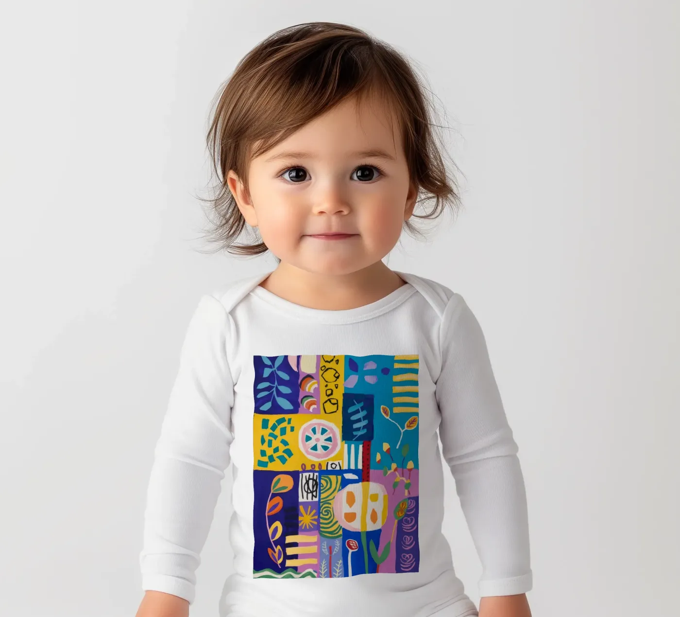 Trapunta Patchwork Bloom body neonato maniche lunghe da Zep Layers