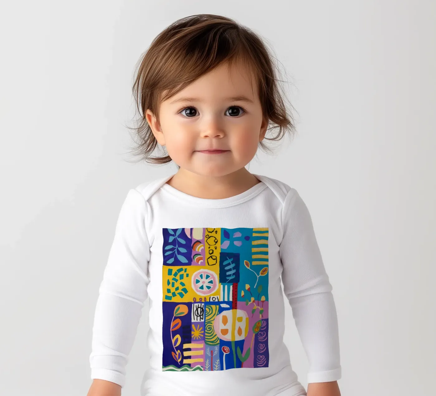 Trapunta Patchwork Bloom body neonato maniche lunghe da Zep Layers